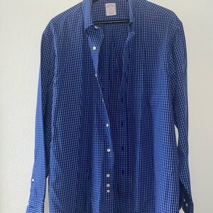 Brook Brothers Blue Checked Men's Button-Down Shirt